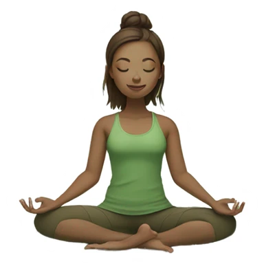girl with white skin and brown hair doing yoga in green tones  sticker