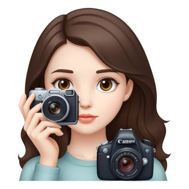 beautiful pale brunette girl with canon camera sticker