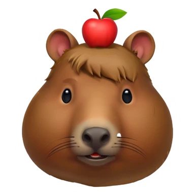 A capybara with an apple on his head sticker