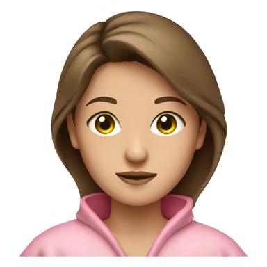 Brown haired girl green eyes in a pink robe sticker