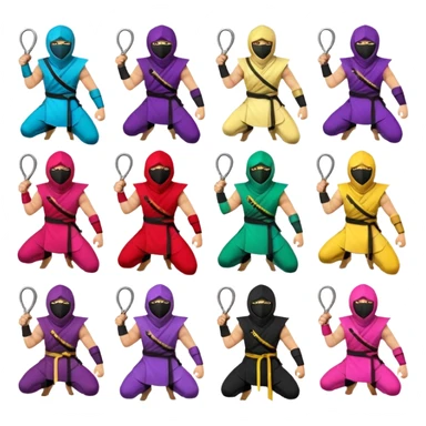 segun los signos zodiacal por favor crea 12 con el emoji del ninja sticker