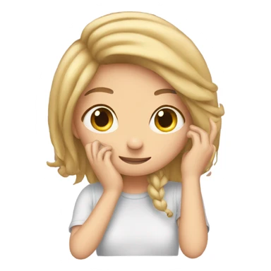 Girl tucking hair behind ears sticker