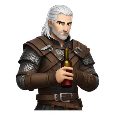 Geralt of Rivia with a bottle wine  sticker