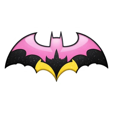 Make a batman logo emoji (girly) it should be black yellow and pink. sticker
