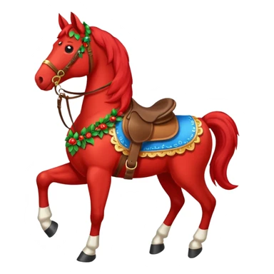 Christmas red horse with a full-length sticker