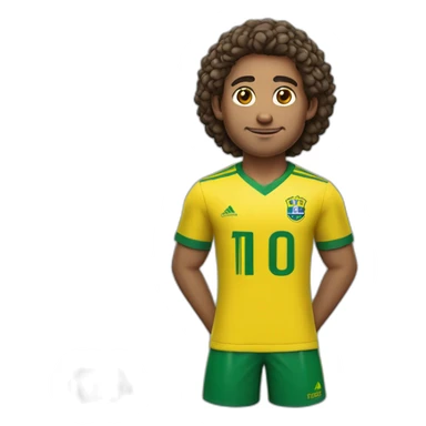 Chico con cabello corto rizado amarillo y color de piel Moreno con camisa número 10 de fútbol brasileño  sticker