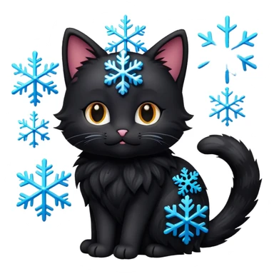 Black kitty with snow flakes on it  sticker
