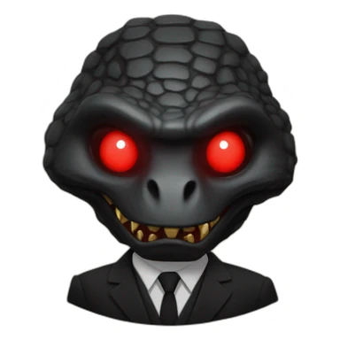 Reptiloid in black suite with red laser eyes on the gold coin sticker