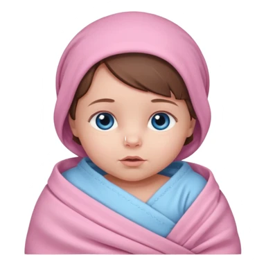 Newborn babygirl swaddled in pink, she has blue eyes and brown hair sticker