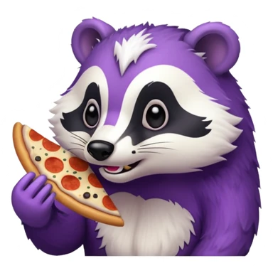 badger eating pizza purple and white sticker