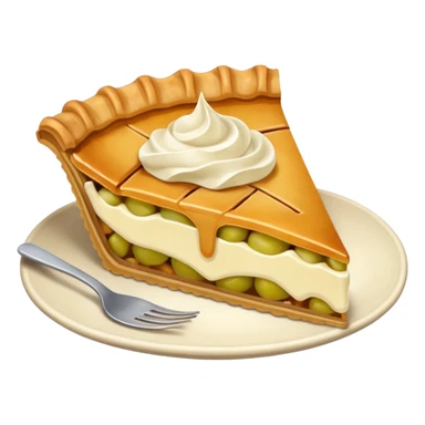 A slice of apple pie with  vanilla  cream sticker