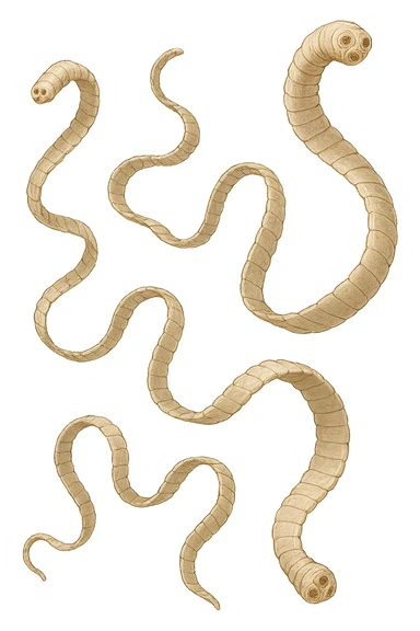 sei parassiti come la tenia fluttuano in aria sticker