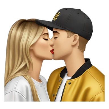 Justin Bieber kissing Hailey Bieber sticker