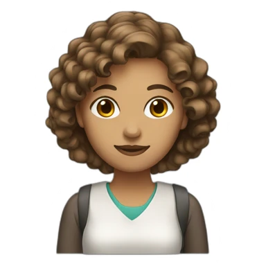 woman student, brown wave hair sticker