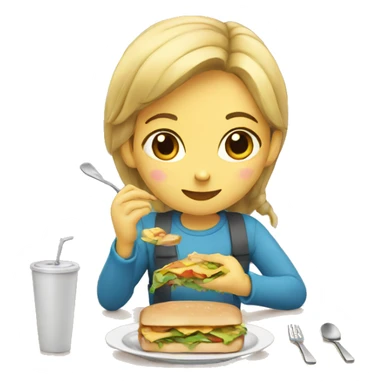 Girl eating lunch sticker