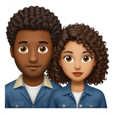 Dark brown skin man with a light beard and a curly   fade haircut with dark brown eyes with a light brown Latina woman with dark wavy hair  sticker