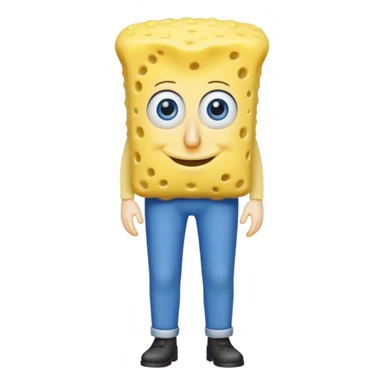 Make a kitchen yellow sponge have pants and blue eyes a yellow skinny nose sticker