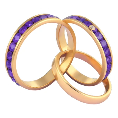 a pair of elegant gold wedding rings with purple and black accents, symbolizing luxury weddings and milestone events sticker