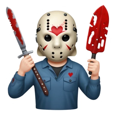 Jason Voorhees, looking cute, heart hands sticker