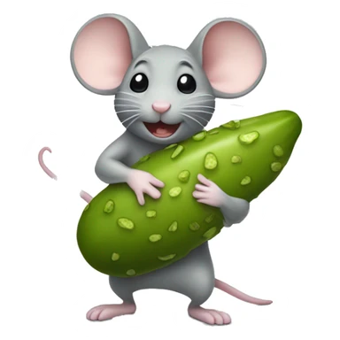 mouse carrying a pickle sticker