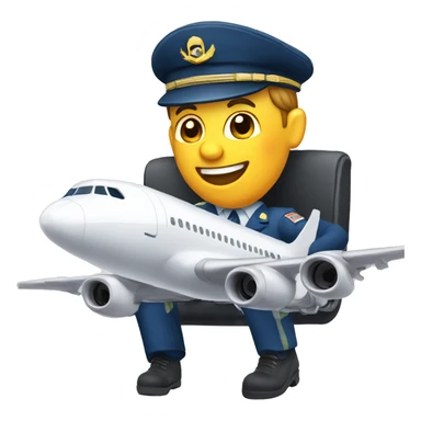 happy comercial airplane capitain using computer sticker