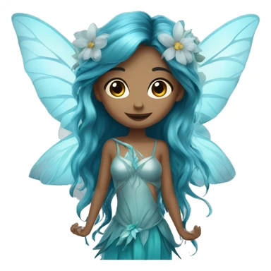Beautiful, flower, fairy, blue, turqoise, silver, long hair, big wings sticker