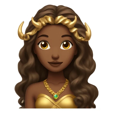 Brunette goddess with Long brown hair and gold horns  sticker