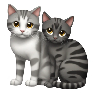 Grey and black tabby with white legs loving a calico cat sticker