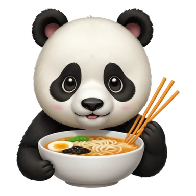 cute hungry panda eating ramen  sticker