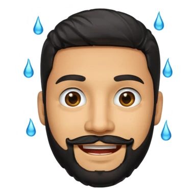 Smiling hispanic man with black beard that is dripping wet sticker