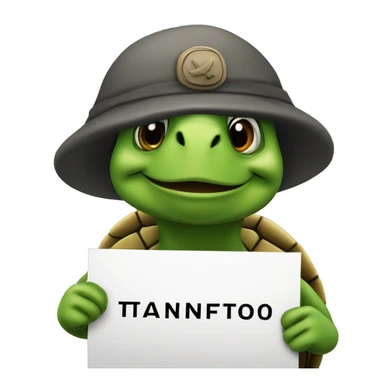 turtle wearing a beret and carrying a protest sign sticker