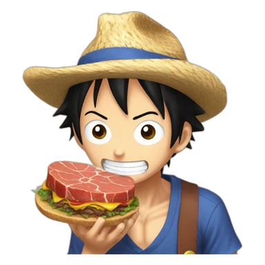 luffy eat meat sticker