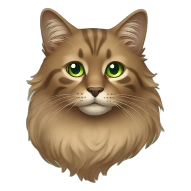 Brown Norvegian cat with long hair and green eyes sticker