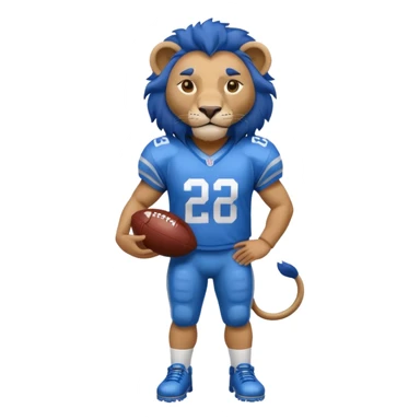 blue color lion wearing american football jersey sticker
