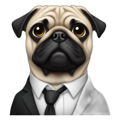 Pug with black suit sticker