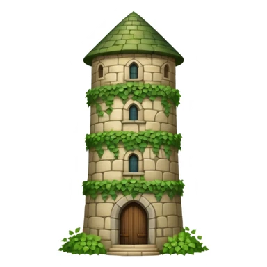 A medieval tall round tower covered in ivy vines. sticker