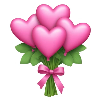 Bouquet of pink hearts with a bow sticker