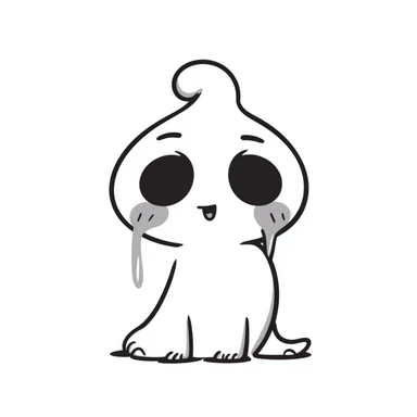 A hand-drawn soul or spirit crying tears, emotional essence sticker