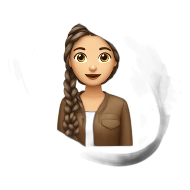 Mujer con braids box fine long hair castaño con magnifier sticker