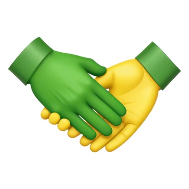 green hand and yellow hand, handshake sticker