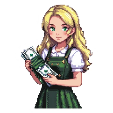 blonde girl with money sticker