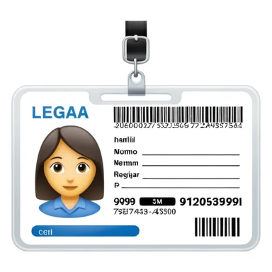 ID card with a barcode and numbers, symbolizing a legal entity registration sticker