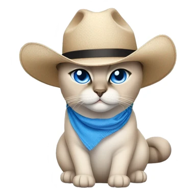 Fat Siamese cat crossed blue eyes lavender cowboy hat sticker
