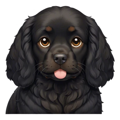 Cinematic Meme-Worthy Chubby Sleeping Black Cocker Spaniel Portrait Emoji, Head resting peacefully with a contented smile, showcasing a delightfully chubby build and a luxuriously soft black coat with gentle tan markings, eyes shut in a serene nap, Simplified yet hilariously adorable features, highly detailed, glowing with a soft, drowsy light, high shine, relaxed and utterly lovable, stylized with an air of playful laziness, bright and heartwarming, soft glowing outline, capturing the essence of a comically sleepy companion, so meme-worthy it feels like it could instantly become the next viral sensation of adorable slumber! sticker