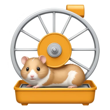 from front angle Hamster in plastic cage with hamster wheel sticker