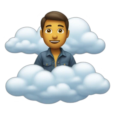 person with his hands on his hips riding a cloud (behind angle) sticker