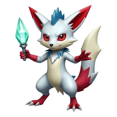  Cool Edgy Shiny Futuristic Ethereal Legendary Zangoose-Sneasel-Digimon-hybrid full body sticker