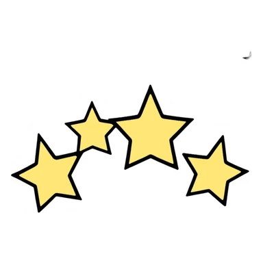 three star-shaped sparkles, each containing a different fabric pattern sticker