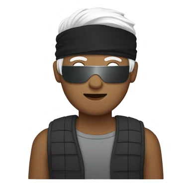 guy with black blindfold  and white hair￼ sticker