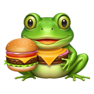 frog eating burger  sticker